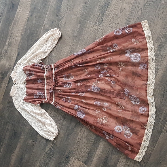 Vintage Gunne Sax Prairie floral lace midi dress,7 - Picture 8 of 11
